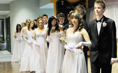 Anna Giles and her partner Branden Zandstra lead the party out. Anna Giles and her partner Branden Zandstra lead the party out.